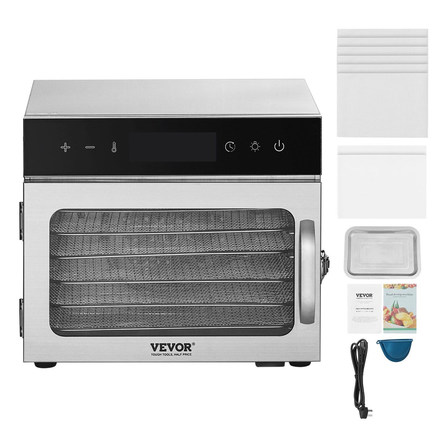 Food Dehydrator Machine, 6 Stainless Steel Trays, 400W Electric Food Dryer with Adjustable Temperature & V952-SGHGJ400W6G01Z5W8V3