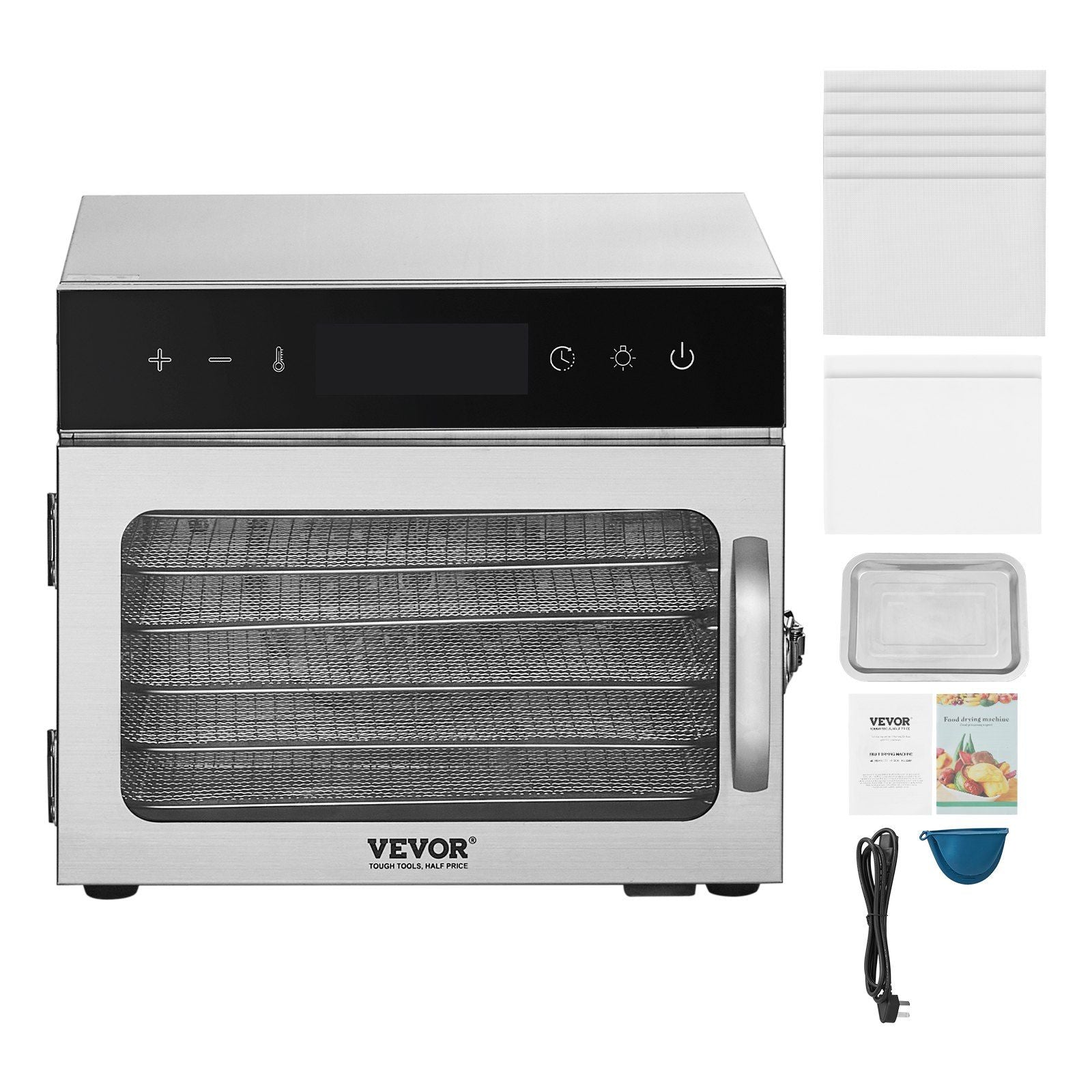 Food Dehydrator Machine, 6 Stainless Steel Trays, 400W Electric Food Dryer with Adjustable Temperature & V952-SGHGJ400W6G01Z5W8V3