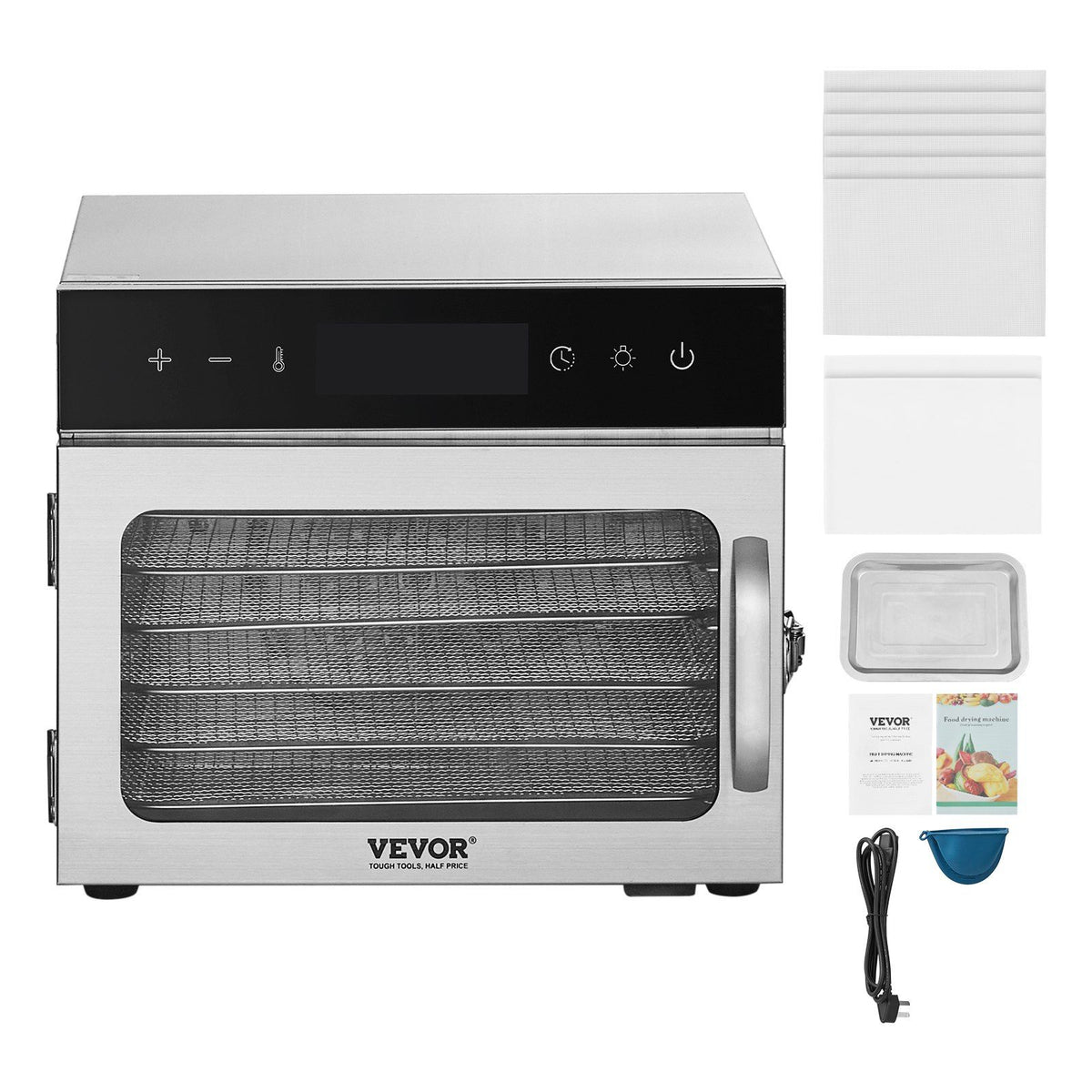 Food Dehydrator Machine, 6 Stainless Steel Trays, 400W Electric Food Dryer with Adjustable Temperature & V952-SGHGJ400W6G01Z5W8V3