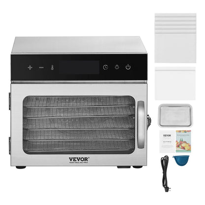 Food Dehydrator Machine, 6 Stainless Steel Trays, 400W Electric Food Dryer with Adjustable Temperature & V952-SGHGJ400W6G01Z5W8V3