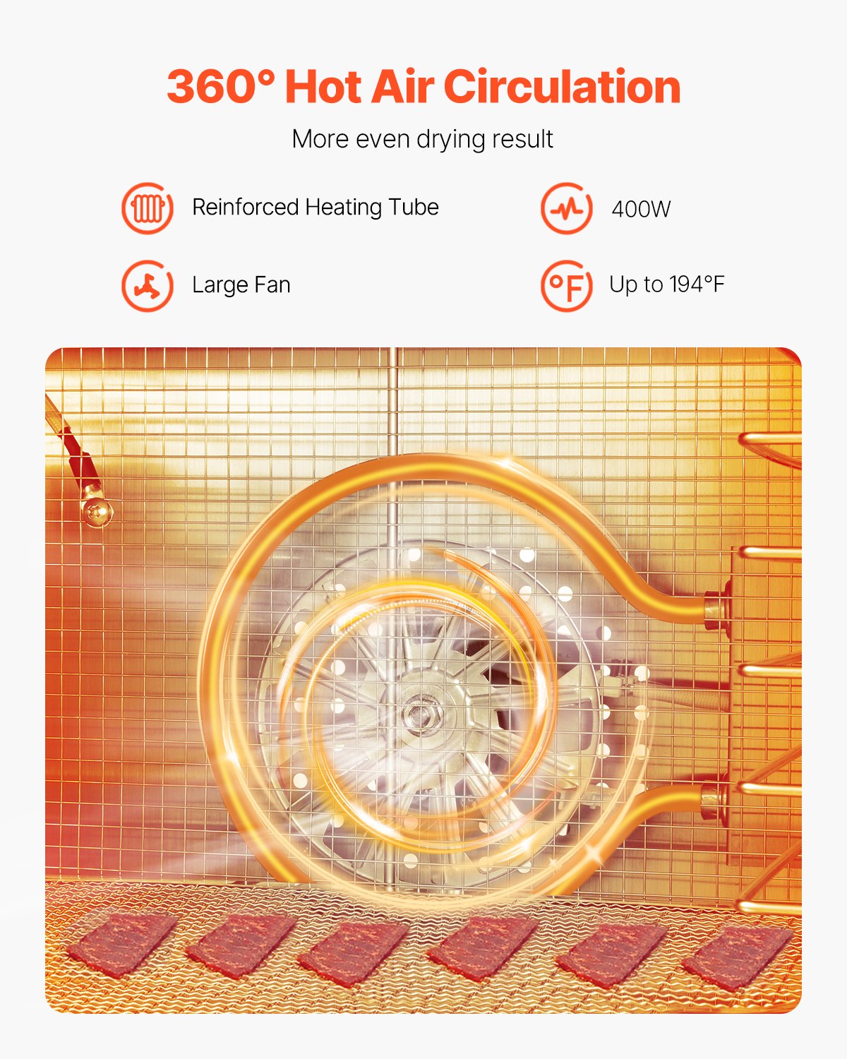 Food Dehydrator Machine, 8 Stainless Steel Trays, 400W Electric Food Dryer with Adjustable Temperature & V952-SGHGJ400W8CTHLWETV3
