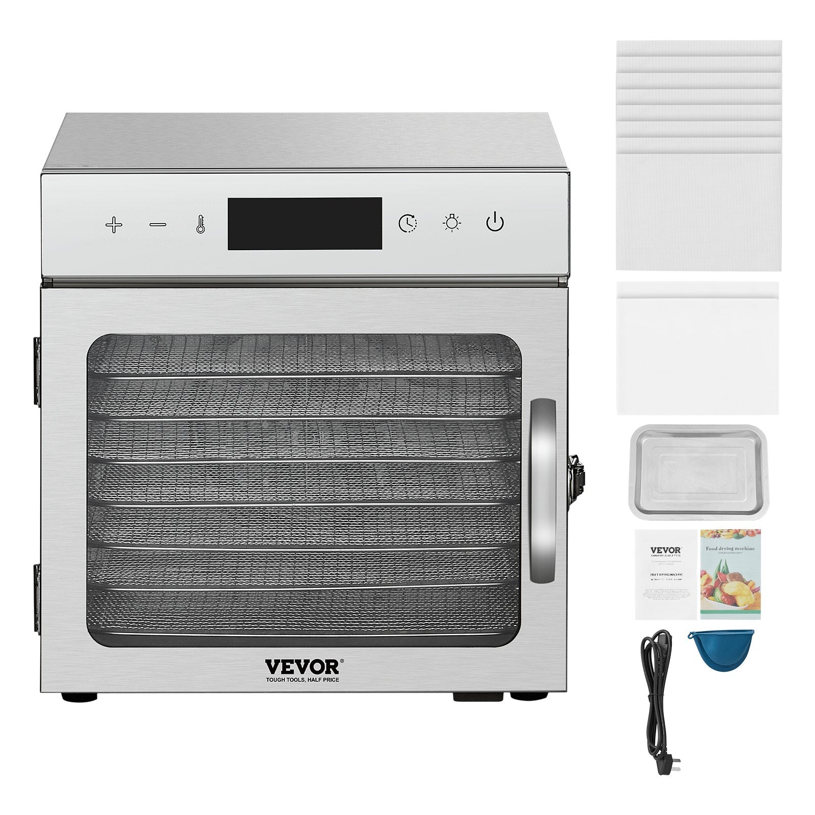 Food Dehydrator Machine, 8 Stainless Steel Trays, 400W Electric Food Dryer with Adjustable Temperature & V952-SGHGJ400W8CTHLWETV3