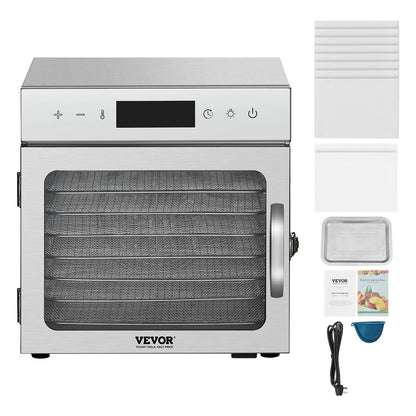 Food Dehydrator Machine, 8 Stainless Steel Trays, 400W Electric Food Dryer with Adjustable Temperature & V952-SGHGJ400W8CTHLWETV3
