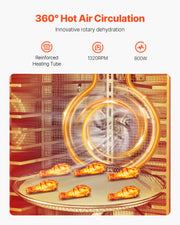 12 Trays Rotary Food Dehydrator Machine Stainless Steel 800W Fruit Drying V952-SGHGJ800W12CKZAQ8V3