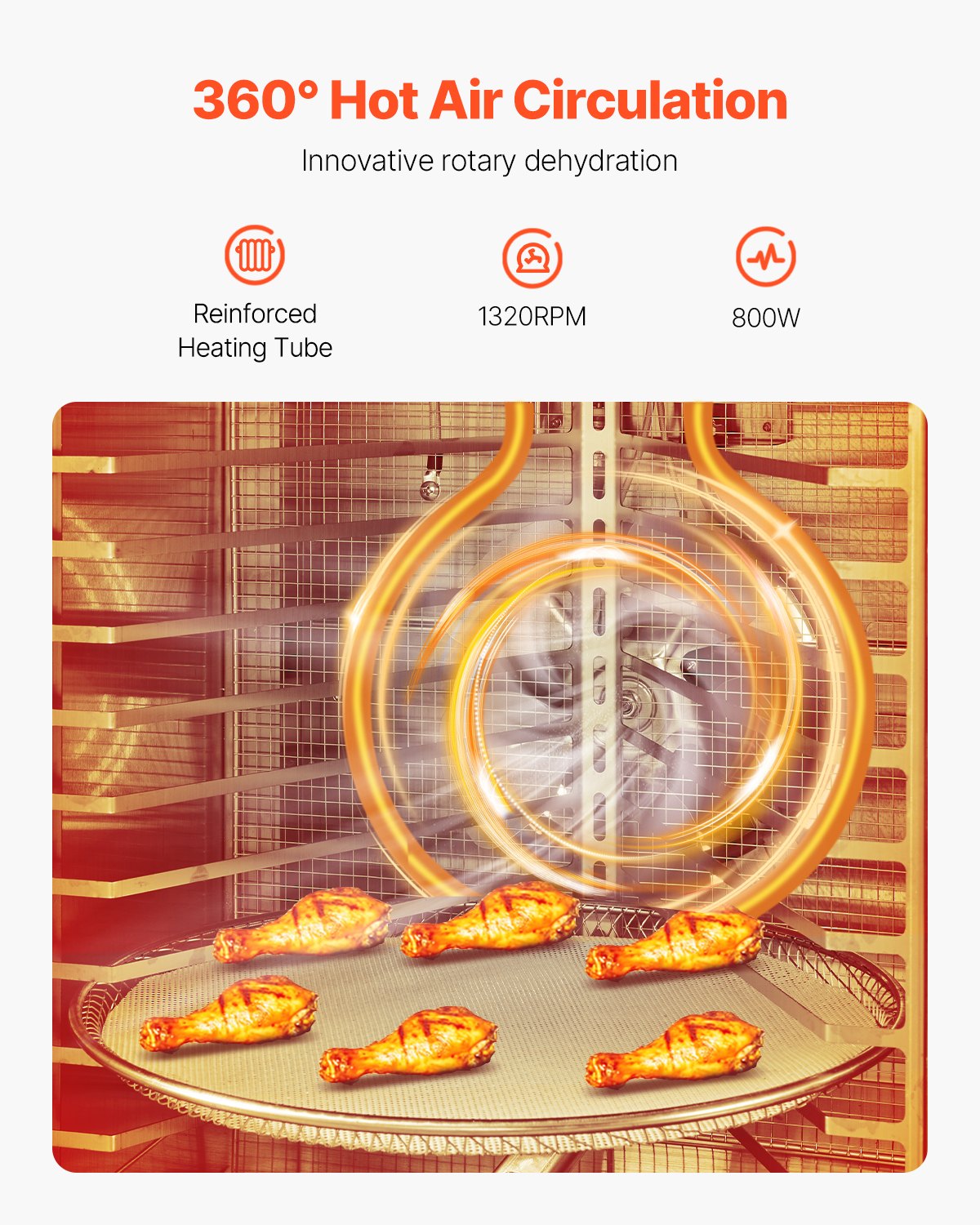 12 Trays Rotary Food Dehydrator Machine Stainless Steel 800W Fruit Drying V952-SGHGJ800W12CKZAQ8V3