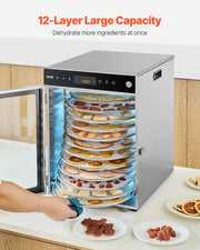 12 Trays Rotary Food Dehydrator Machine Stainless Steel 800W Fruit Drying V952-SGHGJ800W12CKZAQ8V3