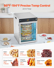 12 Trays Rotary Food Dehydrator Machine Stainless Steel 800W Fruit Drying V952-SGHGJ800W12CKZAQ8V3