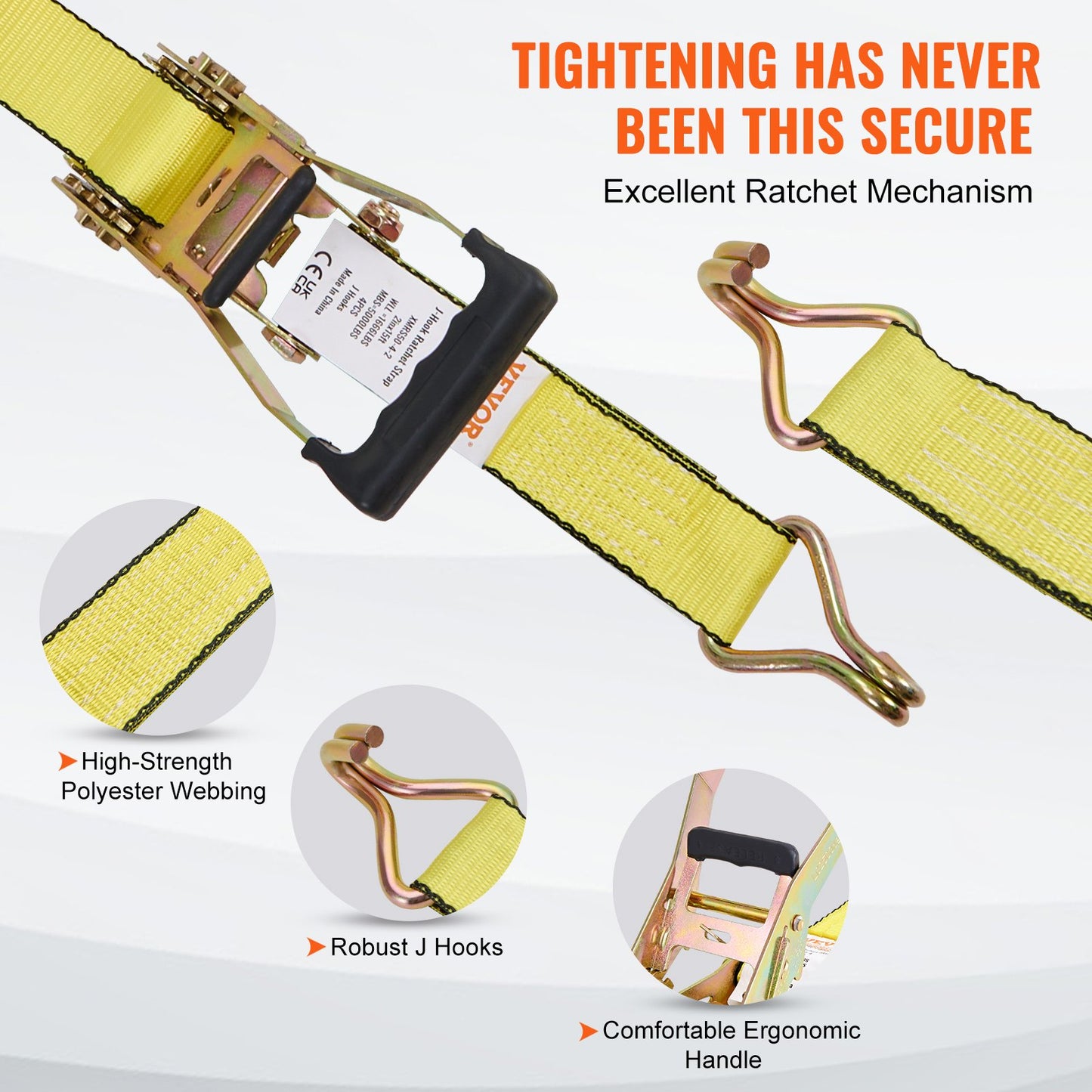 4 Pack Ratchet Tie Down Straps 5000 lbs 2 V952-SGJLDSGJ2X154A5JAV0