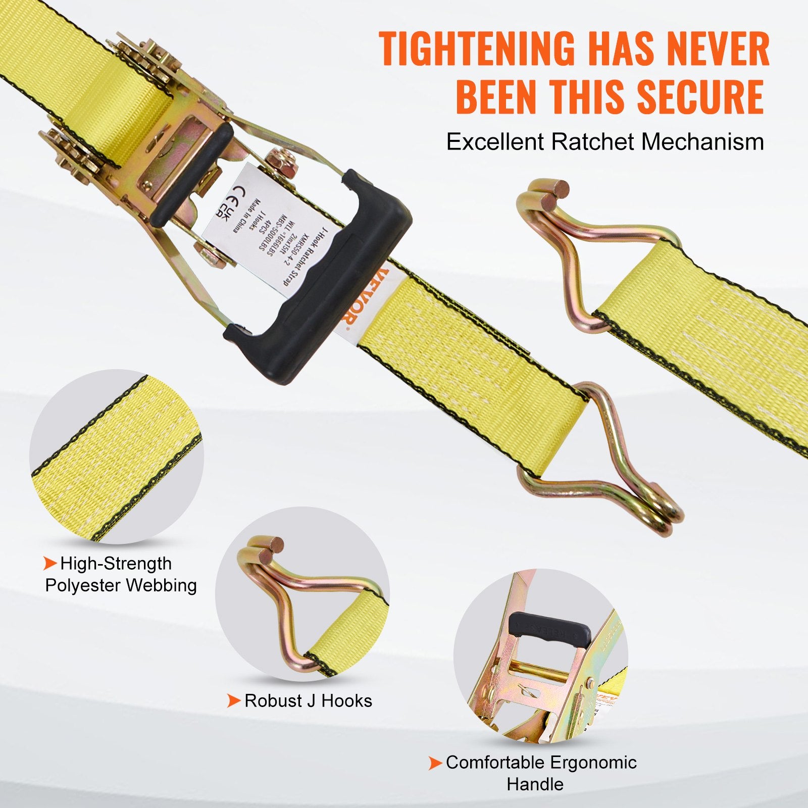4 Pack Ratchet Tie Down Straps 5000 lbs 2 V952-SGJLDSGJ2X154A5JAV0