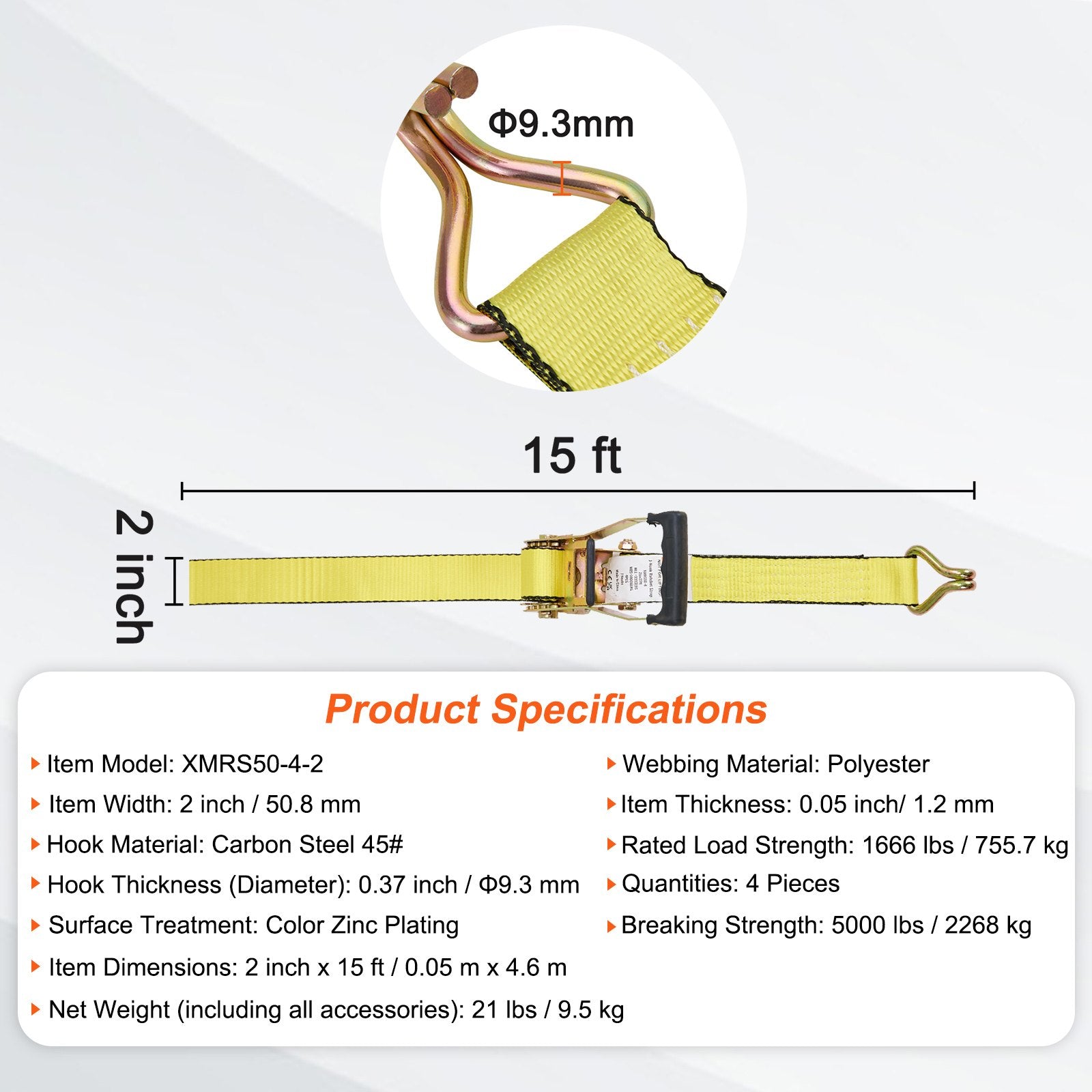 4 Pack Ratchet Tie Down Straps 5000 lbs 2 V952-SGJLDSGJ2X154A5JAV0