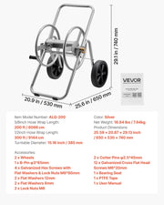 Water Hose Reel Cart, 6096/9144 cm High-Pressure Garden Hose Cart, Hoses Reel Carts with Two Wheels, Handle & V952-SGJPC2JLTG20Y0269001V0