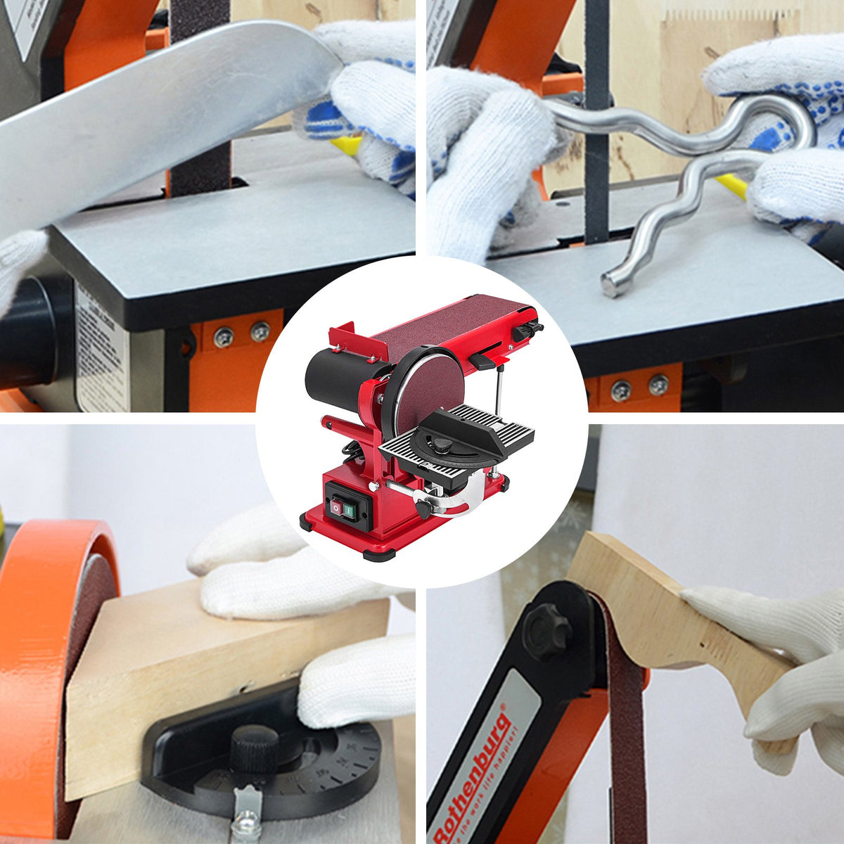 Belt Sander 4" x 36", Disc Combo Sander 6",Electric Adjustable Bench Belt Sander 375W,Grinder Bench Sanding V952-SGJXCSDJ000000001V3