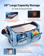 Dance Bag with Garment Rack, 736.6 mm Rolling Dance Duffel, with Wheels, USB Port, Height Adjustable Clothes V952-SGMLDYJDWDD2DIMNH001V0