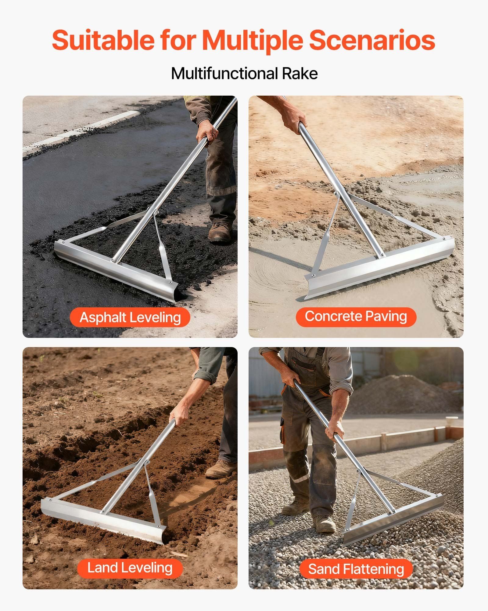Landscape Rake, 1510 mm Handle 508 mm Wide Head, Large Heavy Duty Aluminum Landscaping Level, Asphalt Rake V952-SGPLHJ60INCHX4RF3001V0