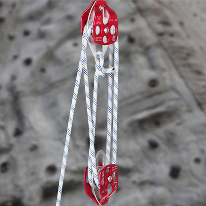 Twin Sheave Block and Tackle 1.02-1.27cm 3048-6096cm Twin Sheave Block with Braid Rope 2993.71-3494.93kgs V952-SHLSJTZ12MM46MJLSV0