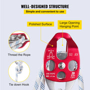 Twin Sheave Block and Tackle 1.09-1.27cm 3048-6096cm Twin Sheave Block with Braid Rope 30-35KN 2994-3495KGS V952-SHLSJTZ12MM61MJLSV0