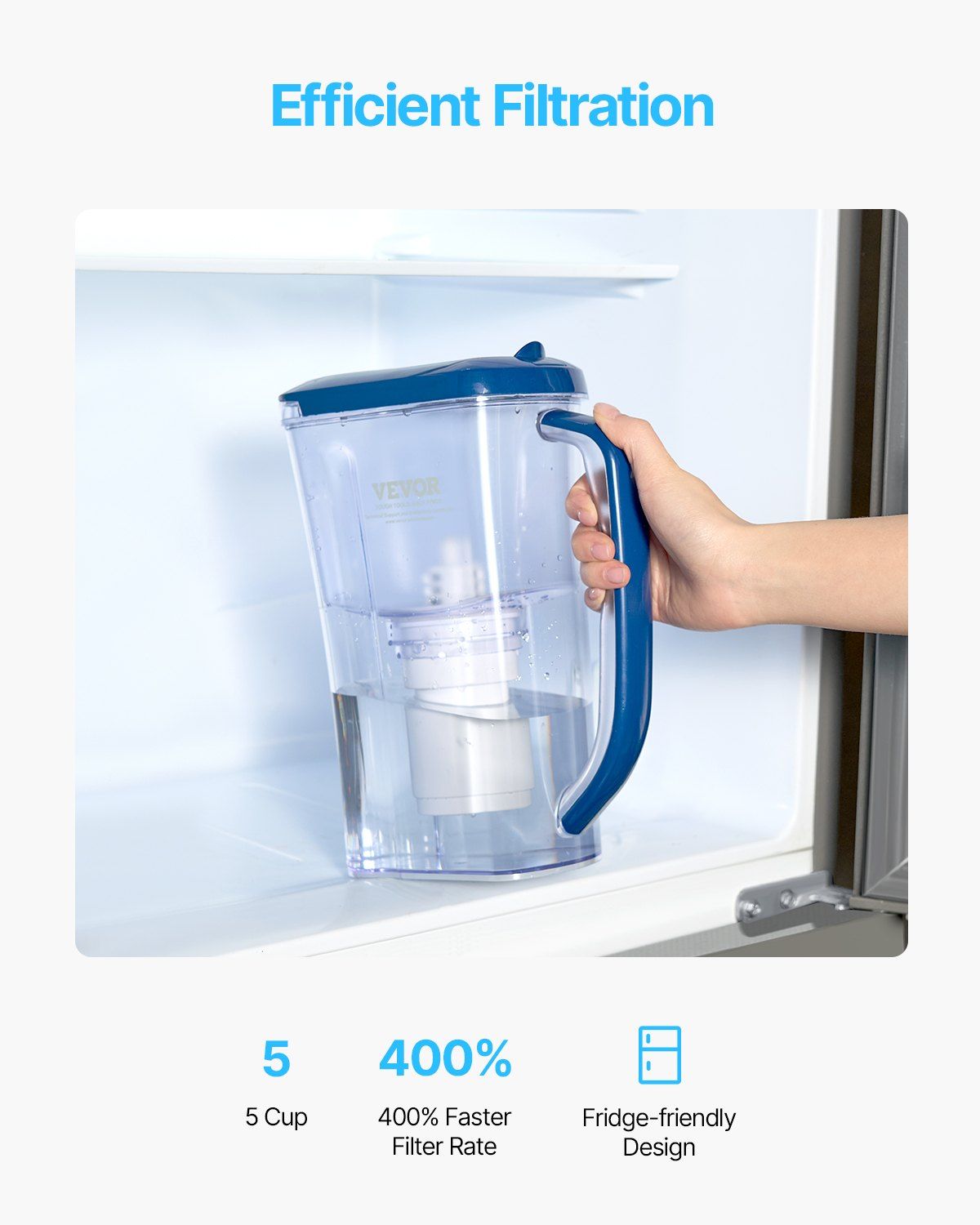 Water Filter Pitcher, 9 Cup 5-stage Water Filter Dispenser, Fast Filtration System with Filter Change V952-SHXLSGSL14LYK0BZAV9