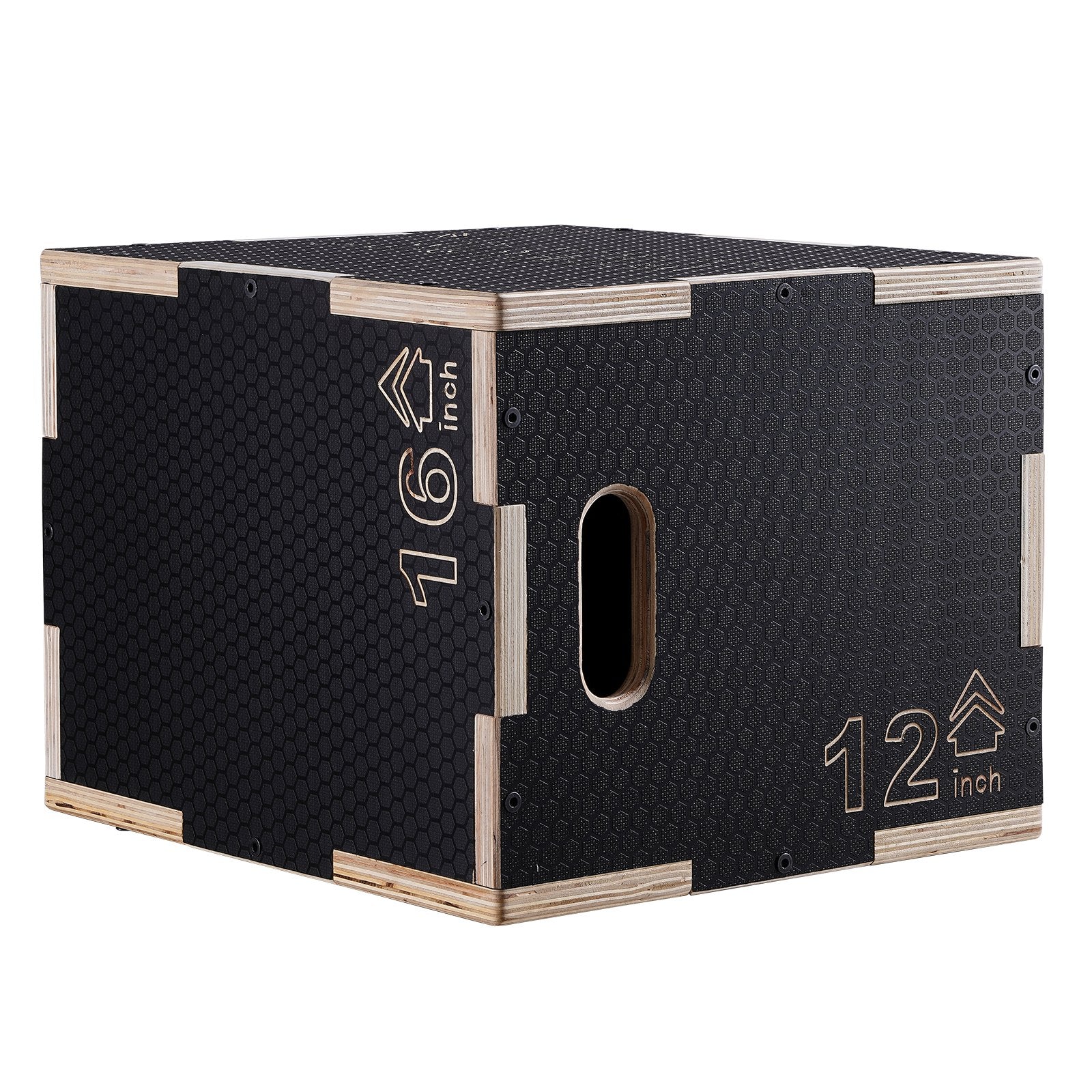 3 in 1 Plyometric Jump Box, 16/14/12 Inch Wooden Plyo Box, Platform & Jumping Agility Box, Anti-Slip Fitness V952-SHYTX161412Y7DDXDV0