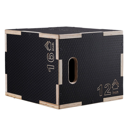3 in 1 Plyometric Jump Box, 16/14/12 Inch Wooden Plyo Box, Platform & Jumping Agility Box, Anti-Slip Fitness V952-SHYTX161412Y7DDXDV0