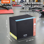 3 in 1 Plyometric Jump Box, 16/14/12 Inch Cotton Plyo Box, Platform & Jumping Agility Box, Anti-Slip Fitness V952-SHYTX161412YKXBJSV0