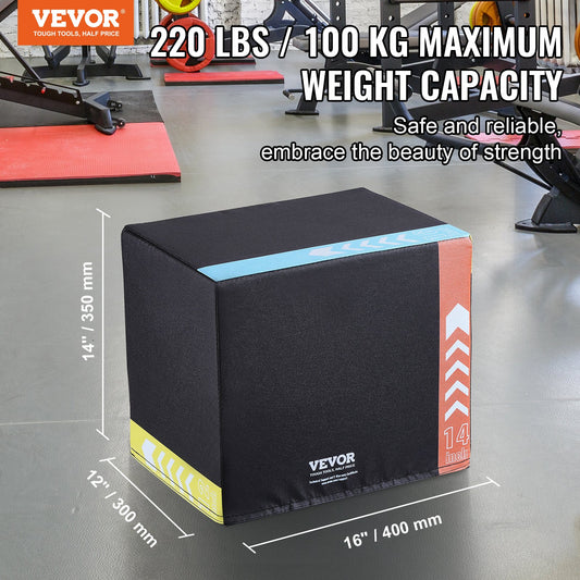 3 in 1 Plyometric Jump Box, 16/14/12 Inch Cotton Plyo Box, Platform & Jumping Agility Box, Anti-Slip Fitness V952-SHYTX161412YKXBJSV0