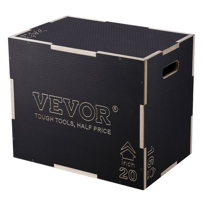3 in 1 Plyometric Jump Box, 24/20/16 Inch Wooden Plyo Box, Platform & Jumping Agility Box, Anti-Slip Fitness V952-SHYTX242016YZO8I2V0