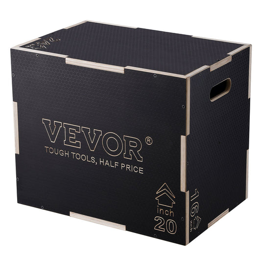 3 in 1 Plyometric Jump Box, 24/20/16 Inch Wooden Plyo Box, Platform & Jumping Agility Box, Anti-Slip Fitness V952-SHYTX242016YZO8I2V0