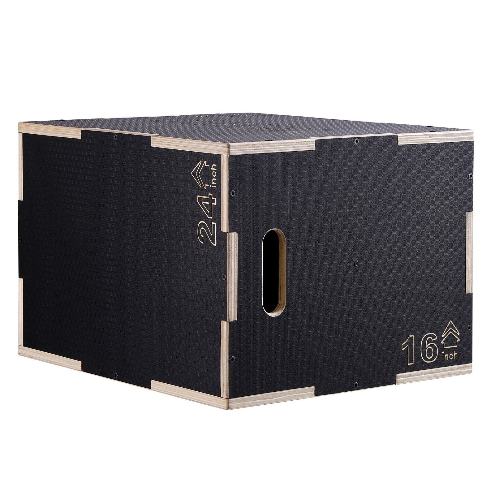 3 in 1 Plyometric Jump Box, 24/20/16 Inch Wooden Plyo Box, Platform & Jumping Agility Box, Anti-Slip Fitness V952-SHYTX242016YZO8I2V0