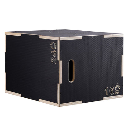 3 in 1 Plyometric Jump Box, 24/20/16 Inch Wooden Plyo Box, Platform & Jumping Agility Box, Anti-Slip Fitness V952-SHYTX242016YZO8I2V0