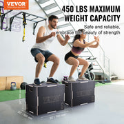 3 in 1 Plyometric Jump Box, 30/24/20 Inch Wooden Plyo Box, Platform & Jumping Agility Box, Anti-Slip Fitness V952-SHYTX302420YJ3BI5V0