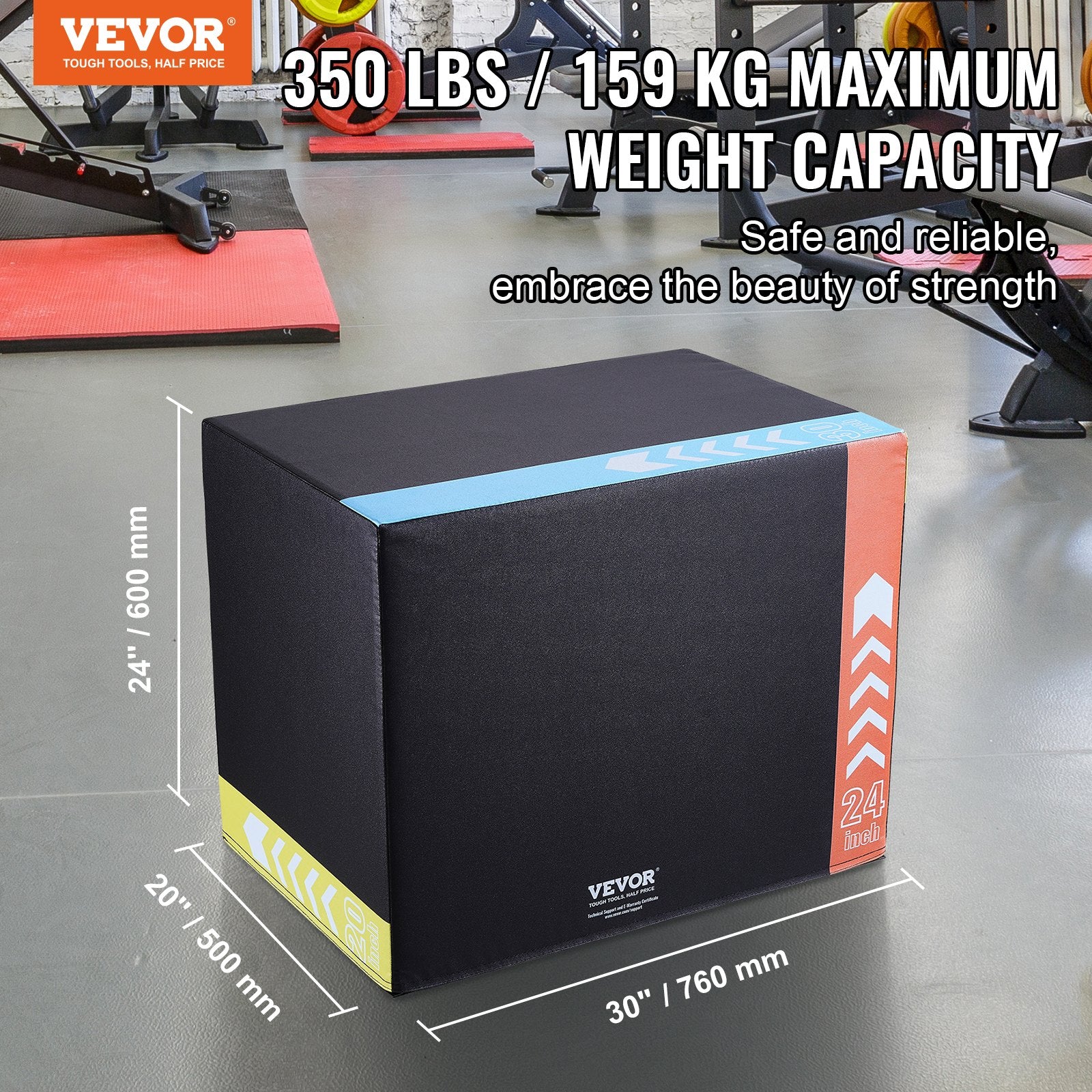 3 in 1 Plyometric Jump Box, 30/24/20 Inch Foam Plyo Box, Platform & Jumping Agility Box, Anti-Slip Fitness V952-SHYTX302420YSODG2V0