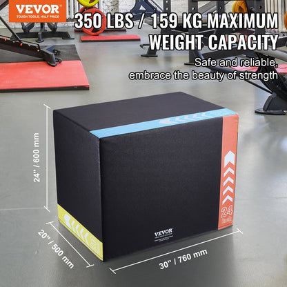 3 in 1 Plyometric Jump Box, 30/24/20 Inch Foam Plyo Box, Platform & Jumping Agility Box, Anti-Slip Fitness V952-SHYTX302420YSODG2V0