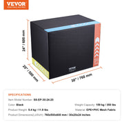 3 in 1 Plyometric Jump Box, 30/24/20 Inch Foam Plyo Box, Platform & Jumping Agility Box, Anti-Slip Fitness V952-SHYTX302420YSODG2V0