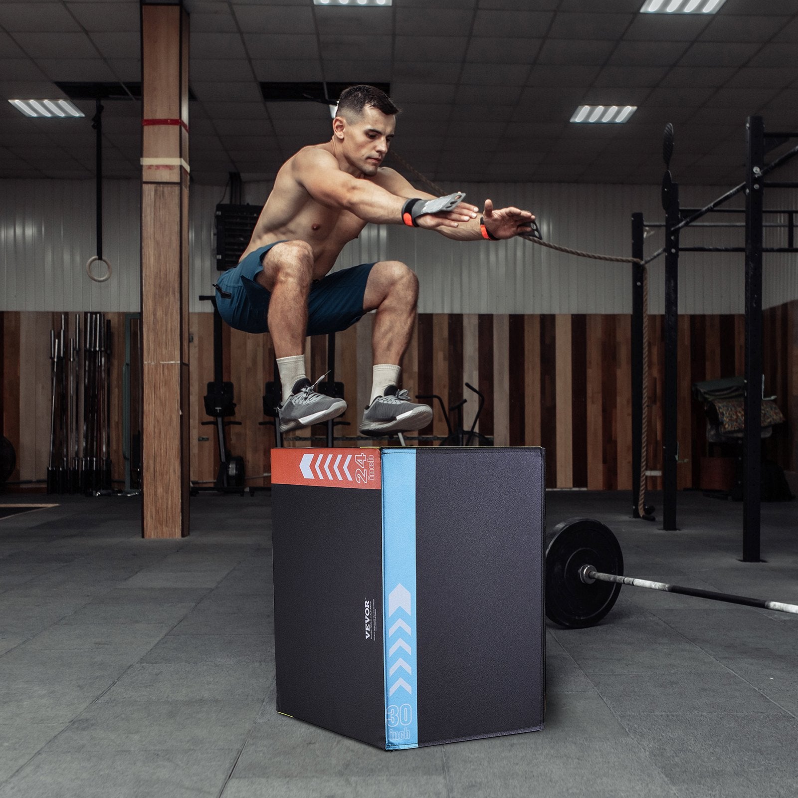 3 in 1 Plyometric Jump Box, 30/24/20 Inch Foam Plyo Box, Platform & Jumping Agility Box, Anti-Slip Fitness V952-SHYTX302420YSODG2V0