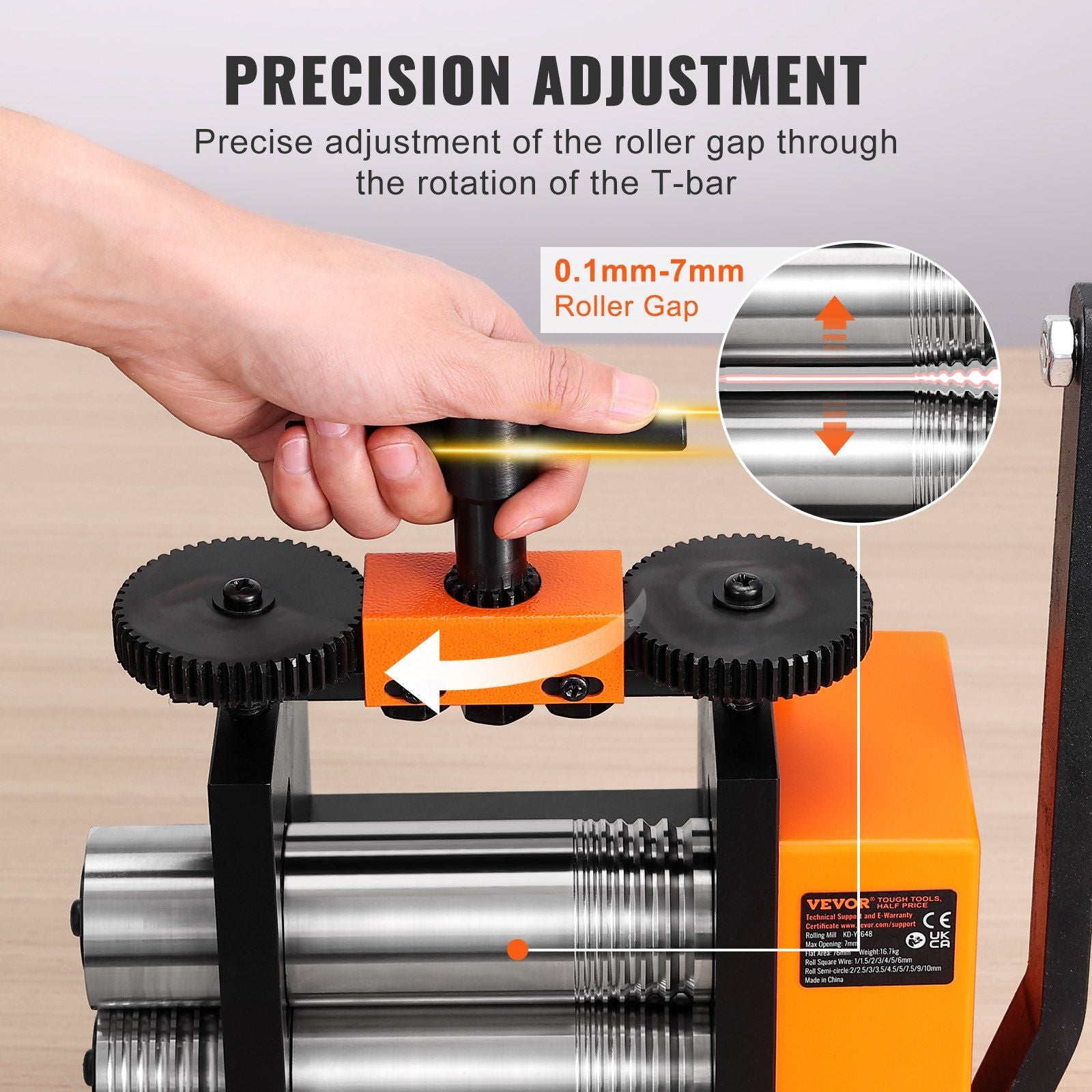 Rolling Mill, 3"/76 mm Jewelry Rolling Mill Machine, 1: 2 Gear Ratio, 3-in-1 Multi-function Rolling Mill, V952-SHYYPJ3H10000SGWWV0