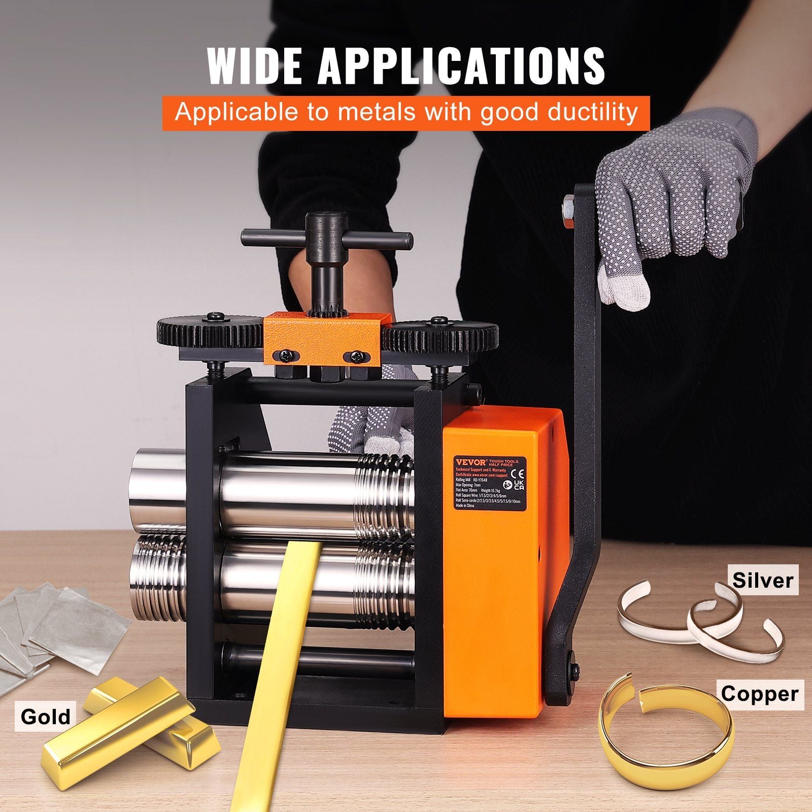 Rolling Mill, 3"/76 mm Jewelry Rolling Mill Machine, 1: 2 Gear Ratio, 3-in-1 Multi-function Rolling Mill, V952-SHYYPJ3H10000SGWWV0