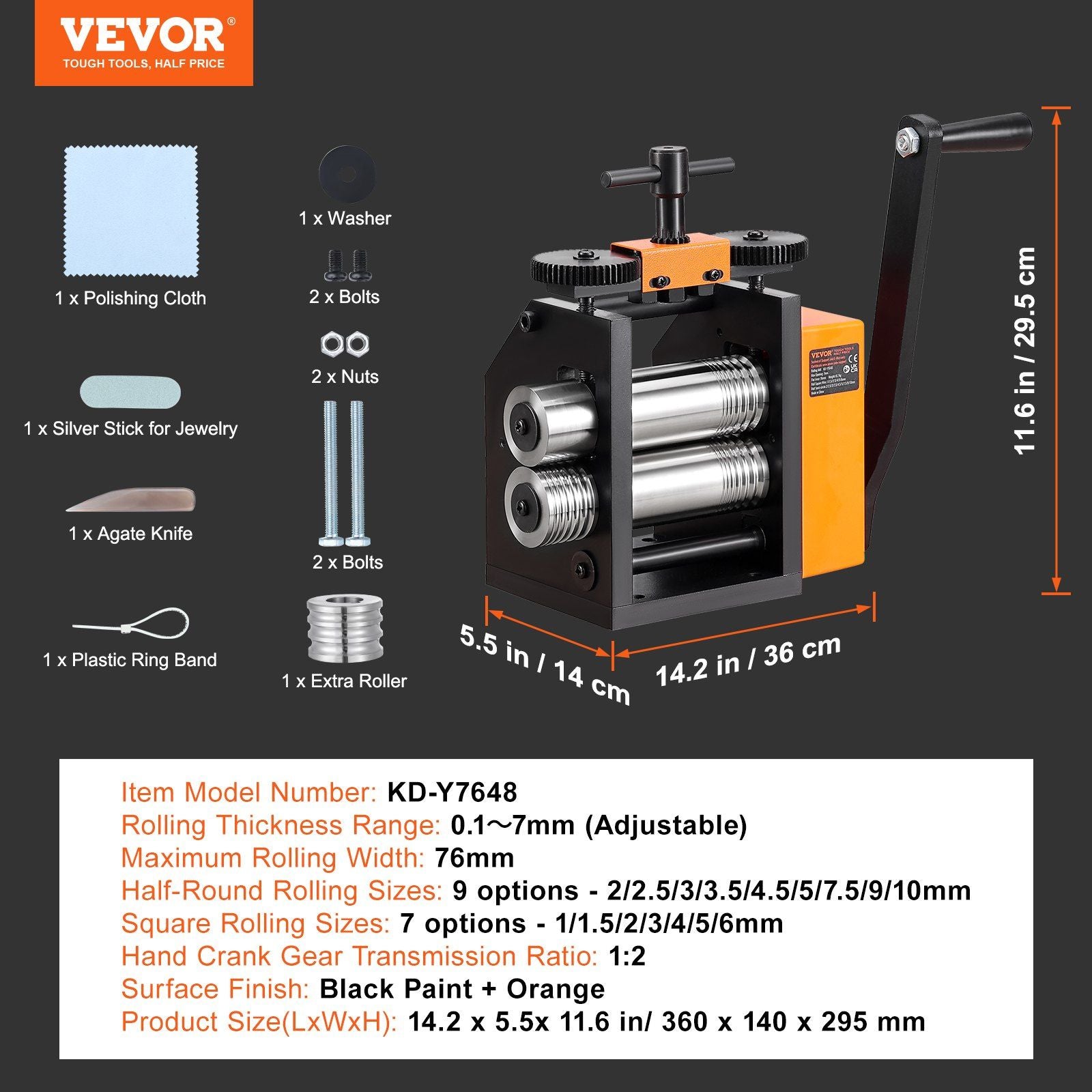 Rolling Mill, 3"/76 mm Jewelry Rolling Mill Machine, 1: 2 Gear Ratio, 3-in-1 Multi-function Rolling Mill, V952-SHYYPJ3H10000SGWWV0