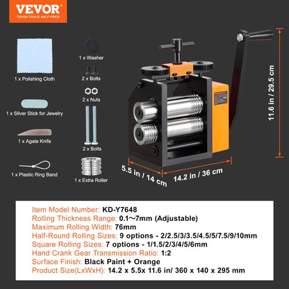 Rolling Mill, 3"/76 mm Jewelry Rolling Mill Machine, 1: 2 Gear Ratio, 3-in-1 Multi-function Rolling Mill, V952-SHYYPJ3H10000SGWWV0