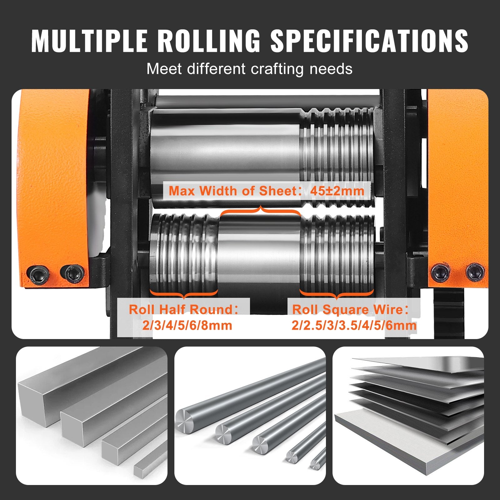 Rolling Mill, 1.77"/45 mm Jewelry Rolling Mill Machine, 1: 2.4 Gear Ratio, 3-in-1 Multi-function Rolling V952-SHYYPJ3H145MRZZ3YV0