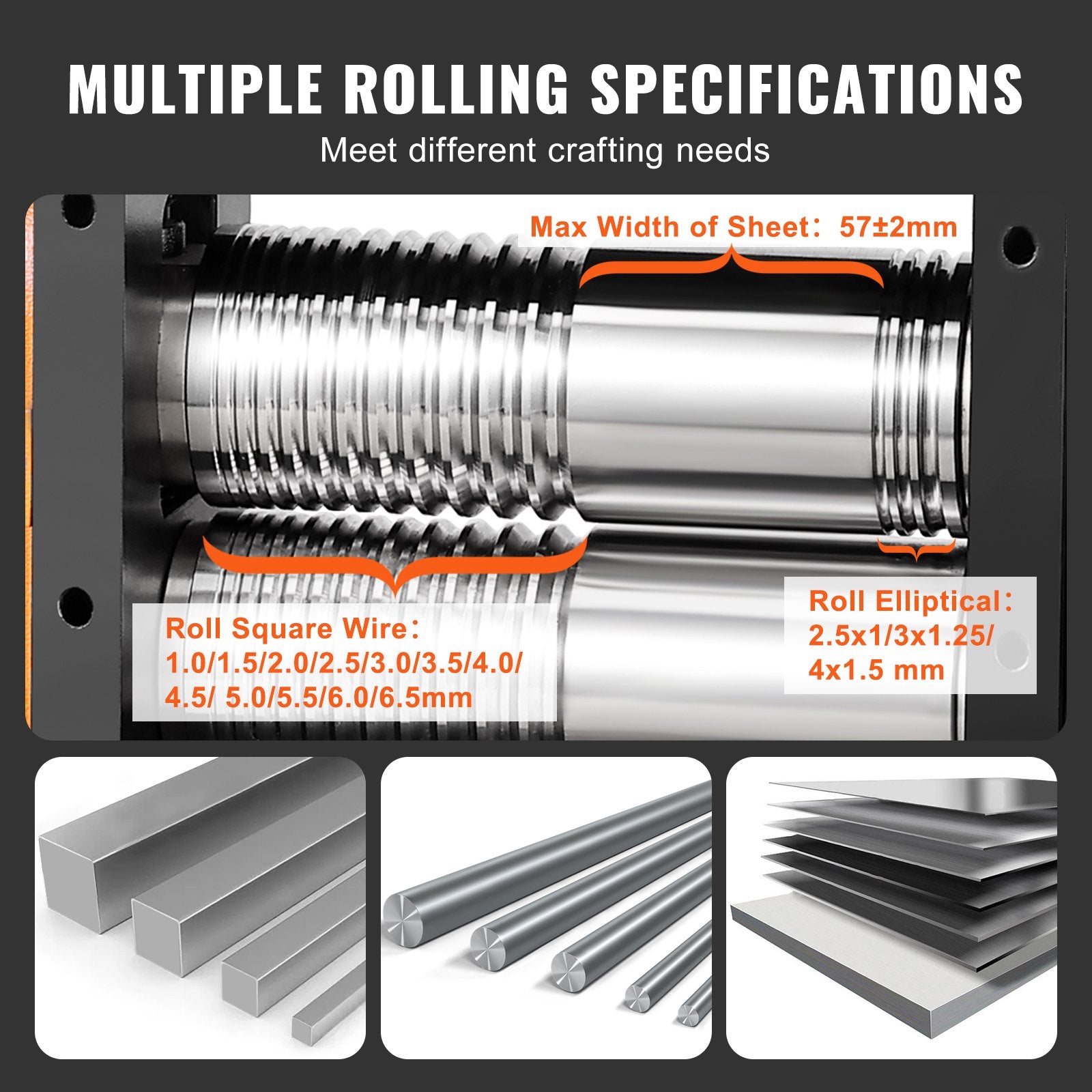 Rolling Mill, 2.24"/57 mm Jewelry Rolling Mill Machine, 1: 2 Gear Ratio, 3-in-1 Multi-function Rolling Mill, V952-SHYYPJ3H157M2T9N9V0