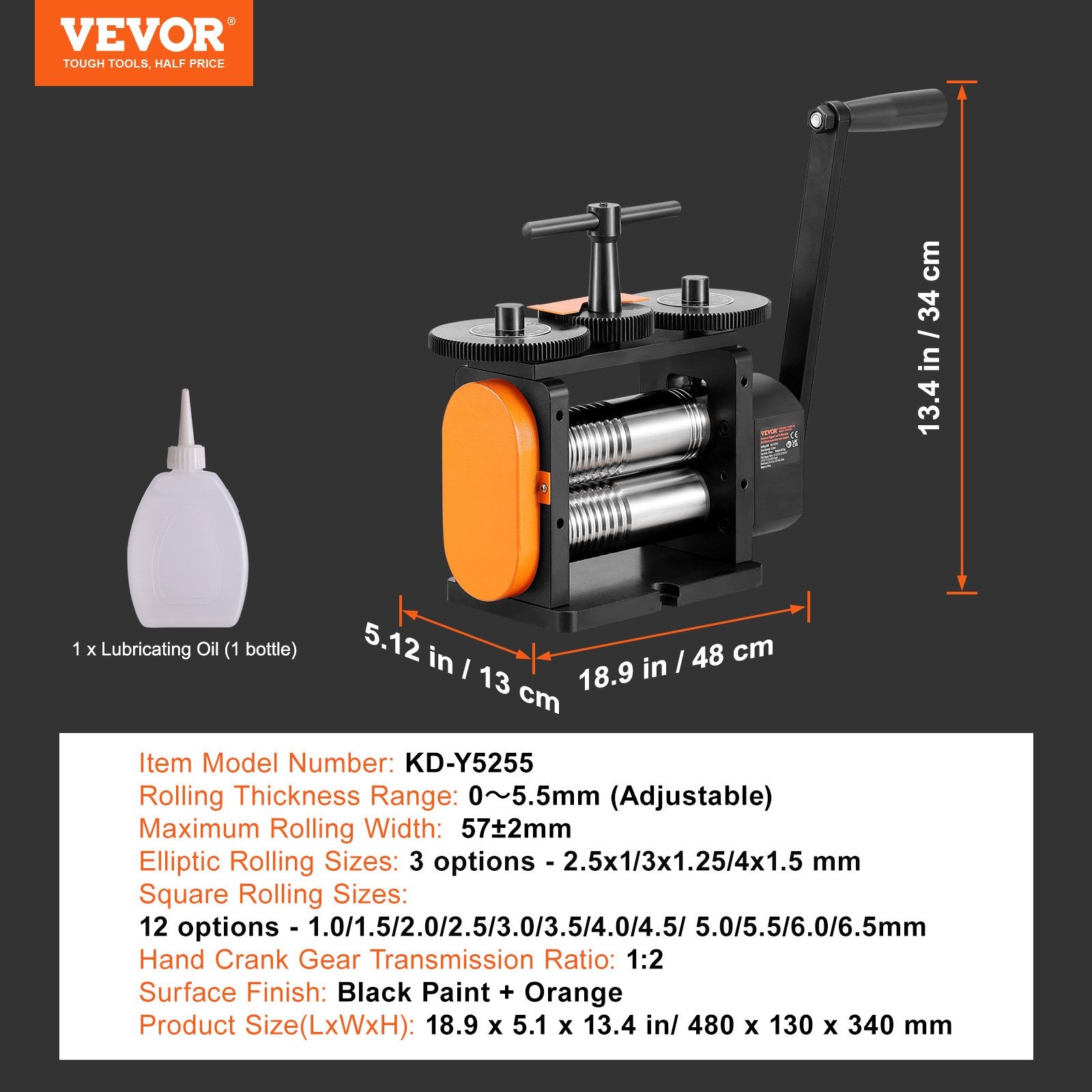 Rolling Mill, 2.24"/57 mm Jewelry Rolling Mill Machine, 1: 2 Gear Ratio, 3-in-1 Multi-function Rolling Mill, V952-SHYYPJ3H157M2T9N9V0
