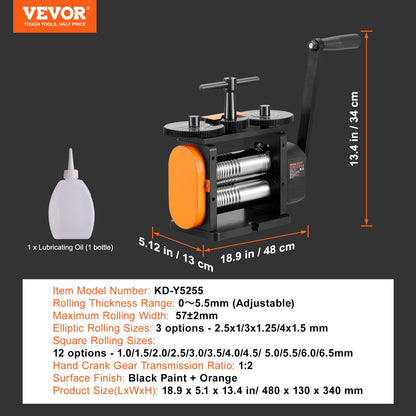 Rolling Mill, 2.24"/57 mm Jewelry Rolling Mill Machine, 1: 2 Gear Ratio, 3-in-1 Multi-function Rolling Mill, V952-SHYYPJ3H157M2T9N9V0