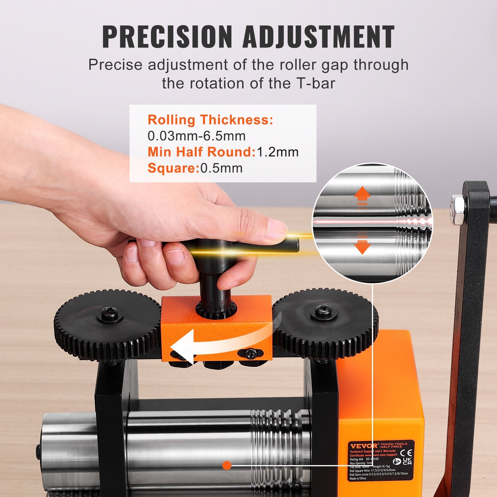Rolling Mill, 2.95"/75 mm Jewelry Rolling Mill Machine, 1: 2 Gear Ratio, 3-in-1 Multi-function Rolling Mill, V952-SHYYPJ3H175MUUC1YV0