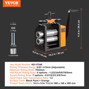 Rolling Mill, 2.95"/75 mm Jewelry Rolling Mill Machine, 1: 2 Gear Ratio, 3-in-1 Multi-function Rolling Mill, V952-SHYYPJ3H175MUUC1YV0