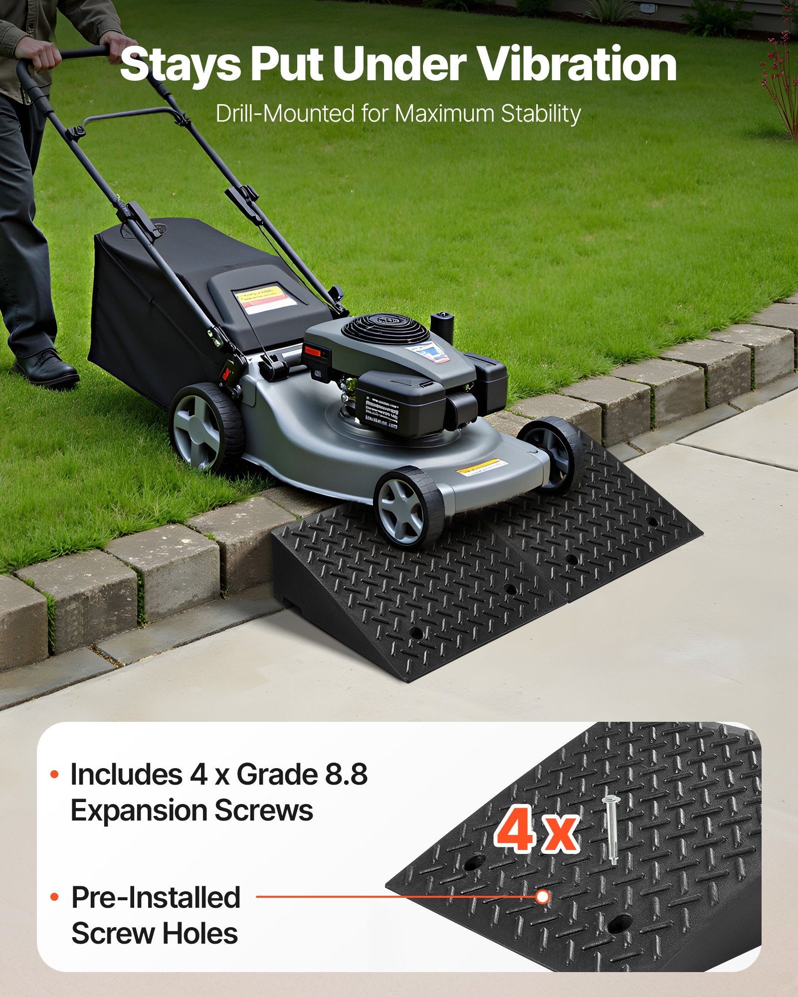 Driveway Curb Ramp, 3.175 Tons Load Capacity, 17.8 cm Rise Height Heavy Duty Curbside Bridge Ramp with V952-SJDLYPD20207V3IGL001V0