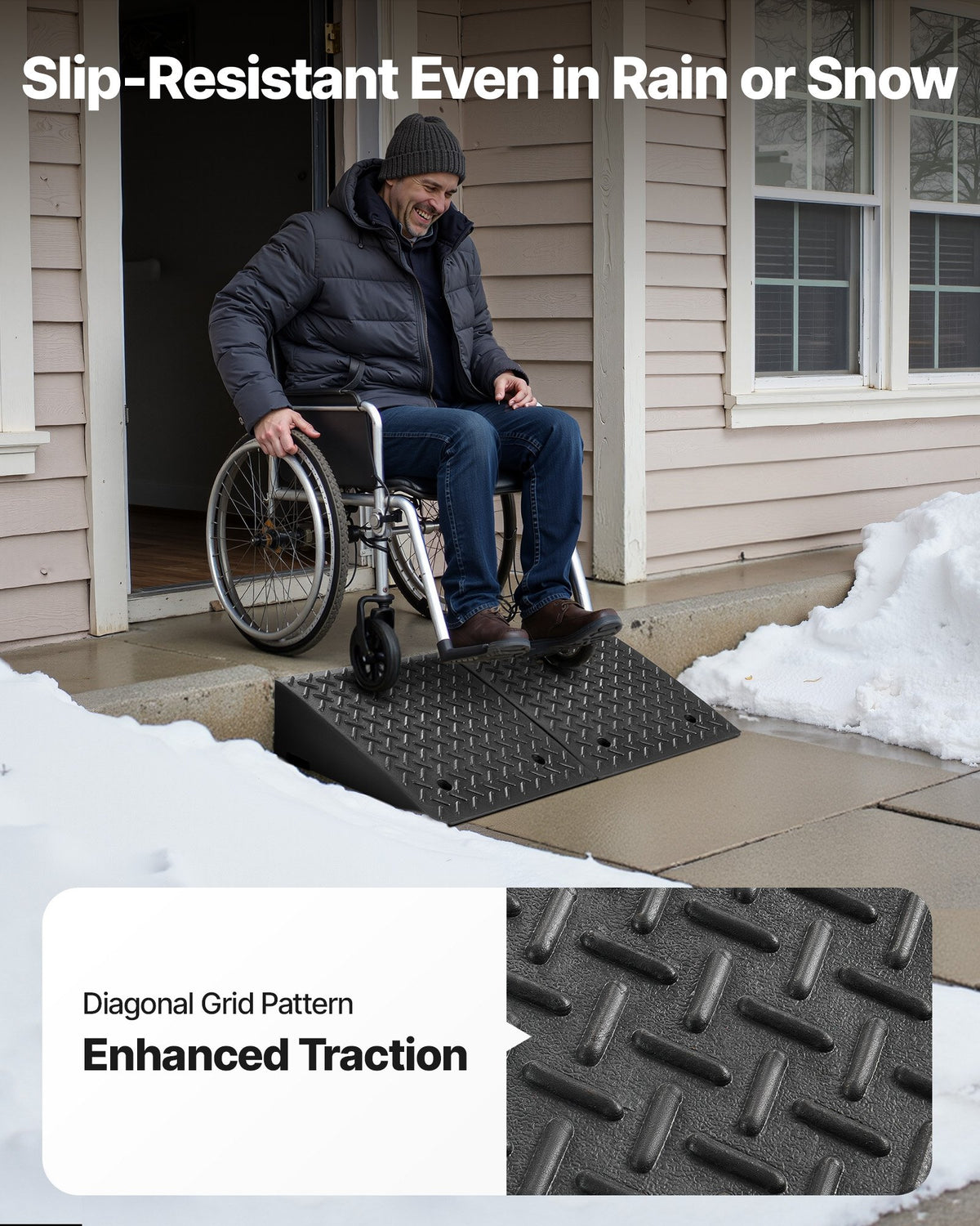 Driveway Curb Ramp, 3.175 Tons Load Capacity, 17.8 cm Rise Height Heavy Duty Curbside Bridge Ramp with V952-SJDLYPD20207V3IGL001V0