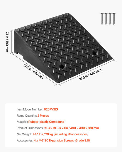 Driveway Curb Ramp, 3.175 Tons Load Capacity, 17.8 cm Rise Height Heavy Duty Curbside Bridge Ramp with V952-SJDLYPD20207V3IGL001V0