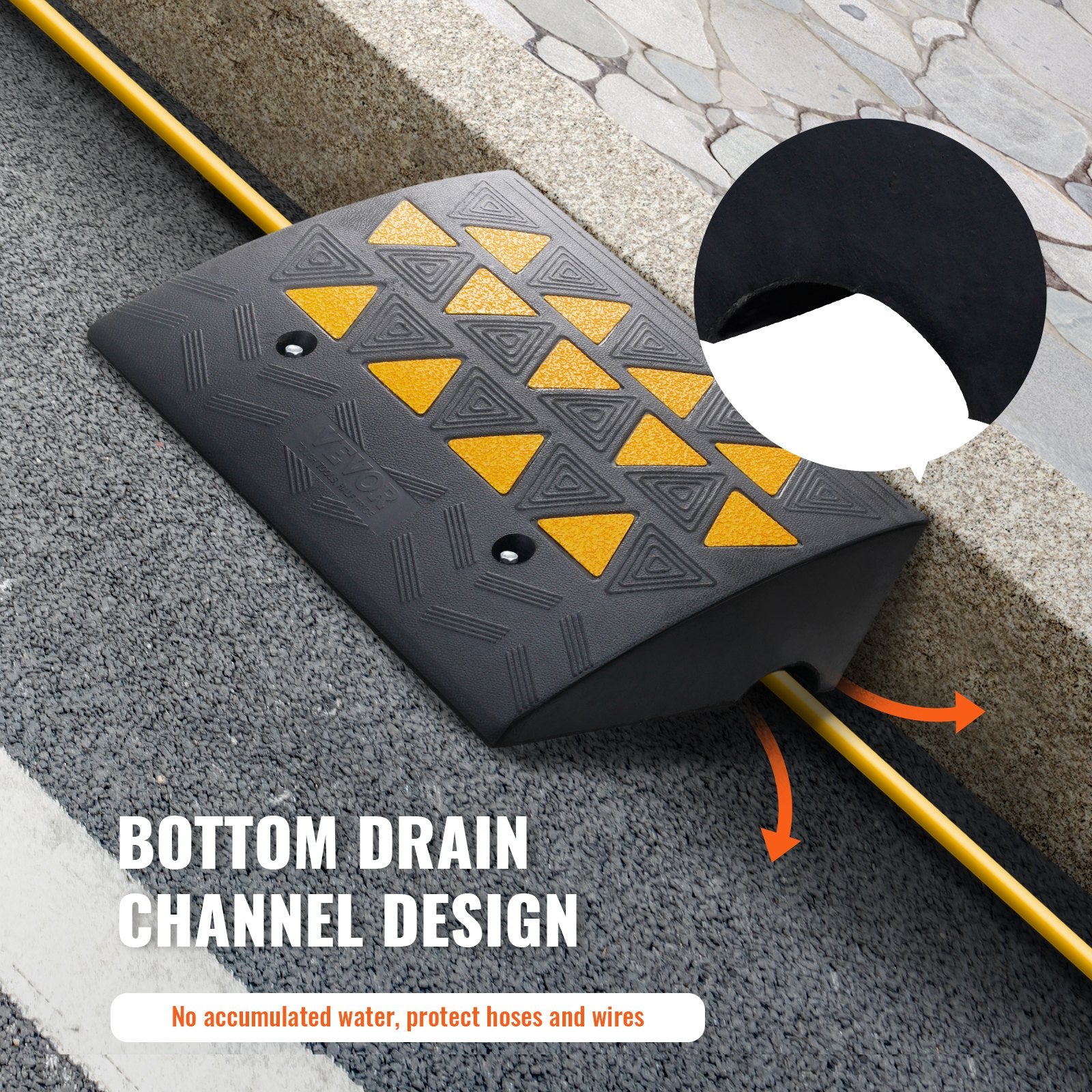 Rubber Curb Ramp 15.2 cm Rise Height Sidewalk Curb Ramp, 37 cm Width 49.1 cm Length Driveway Ramp for Curb, V952-SJDLYPDGB1197GOBVV0