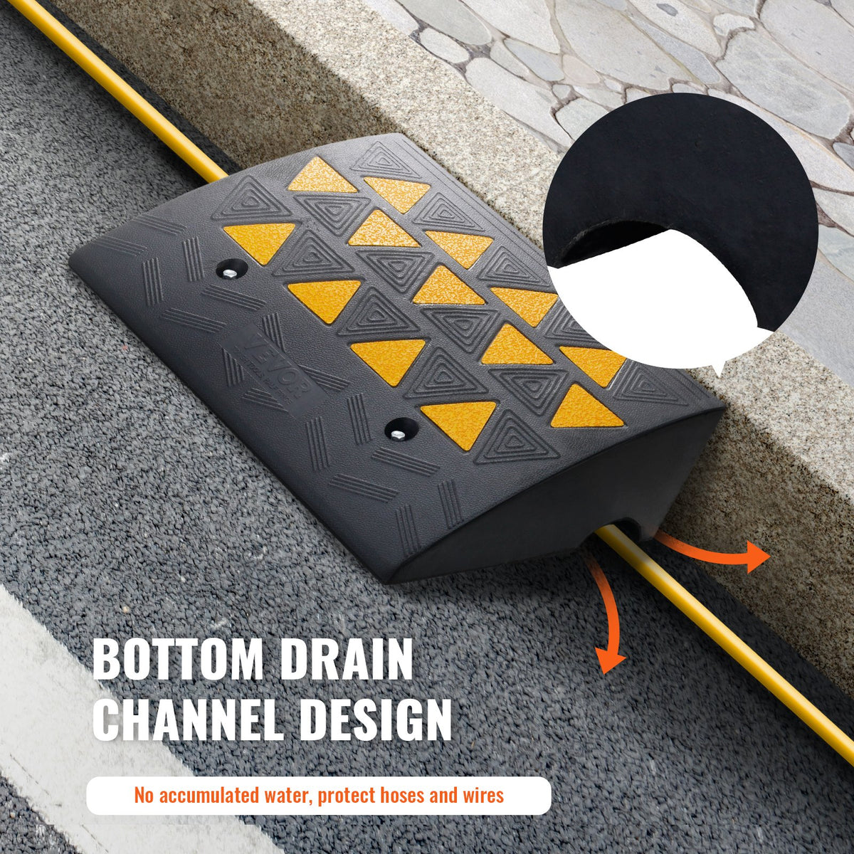 Rubber Curb Ramp 15.2 cm Rise Height Sidewalk Curb Ramp, 37 cm Width 49.1 cm Length Driveway Ramp for Curb, V952-SJDLYPDGB1197GOBVV0