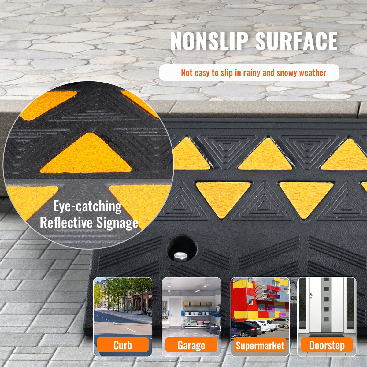 Rubber Curb Ramp 10.8 cm Rise Height Sidewalk Curb Ramp, 30 cm Width 50 cm Length Driveway Ramp for Curb, 15T V952-SJDLYPDGB1197IMYQV0
